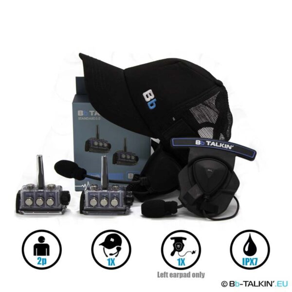 BbTalkin 3.0 2p pack with surf cap headset and mono helmet pad headset