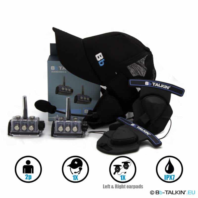 BbTalkin 3.0 2p pack with surf cap headset and stereo helmet pad headset