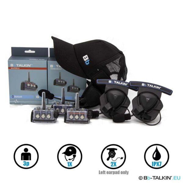 BbTalkin 3.0 3p pack with surf cap and 2x mono helmet pad headset