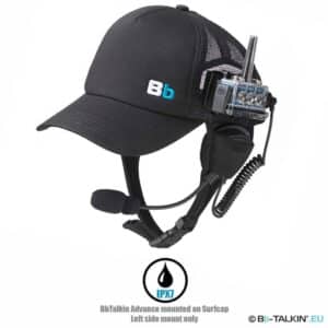 BbTalkin 3.0 standard intercom mounted on black Surf cap headset