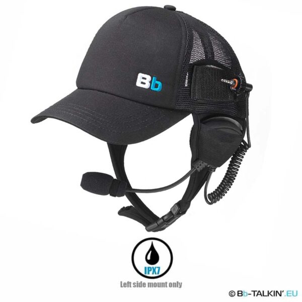 BbTalkin Surf cap Headset color black with left side only boom microphone