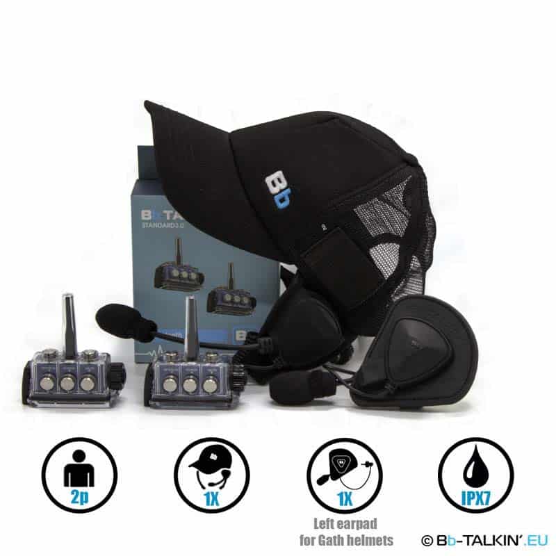 BbTalkin 3.0 2-Person Communication Bundle: Surf Cap + GATH (Full shell) Helmet Pad Headset