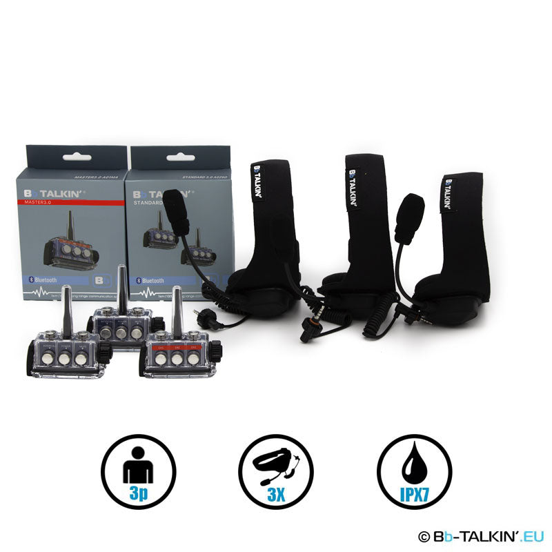 BbTalkin 3.0 3-Person Communication Bundle: 3x Sports Headset