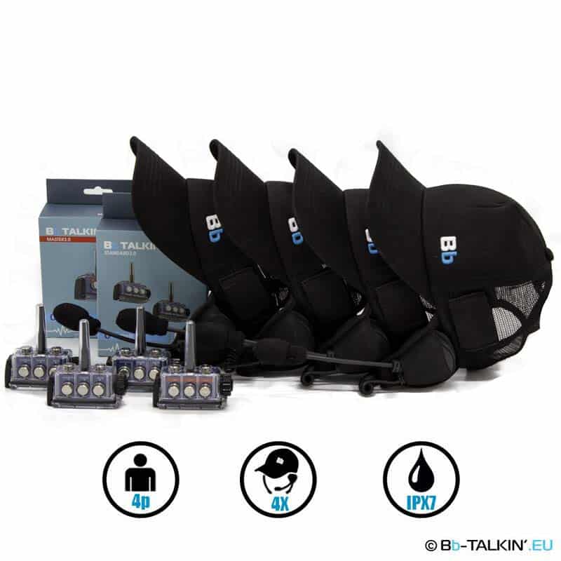 BbTalkin 3.0 4-Person Communication Bundle: 4x Surf Cap