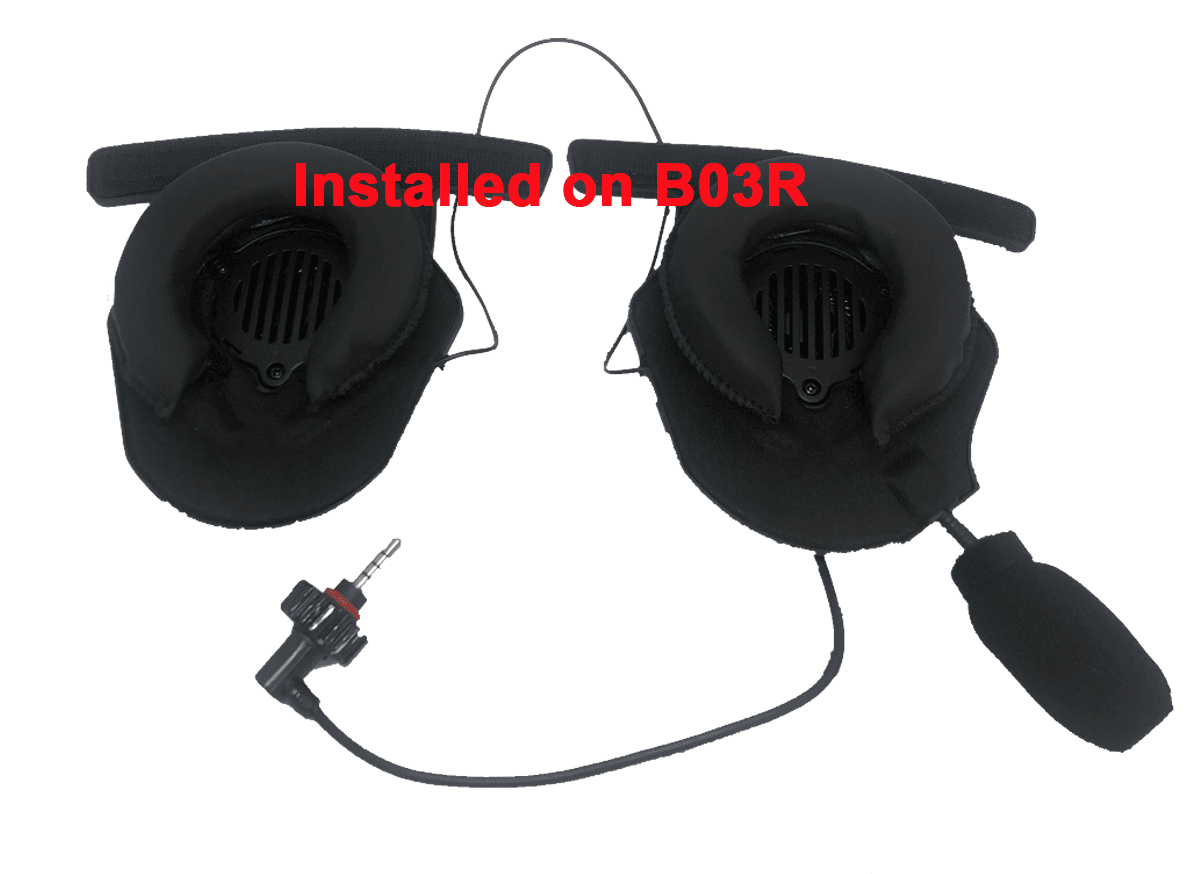 BbTalkin donut foams installed on B03R mono helmet speaker pad with microphone