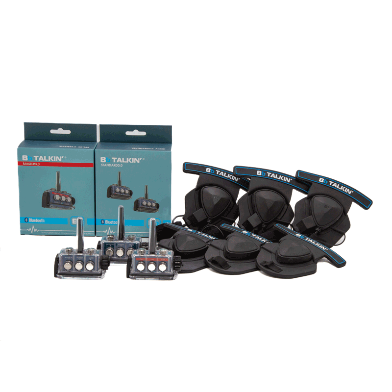 BbTalkin 3.0 4-Person Communication Bundle: 4x Stereo Helmet pad Headset