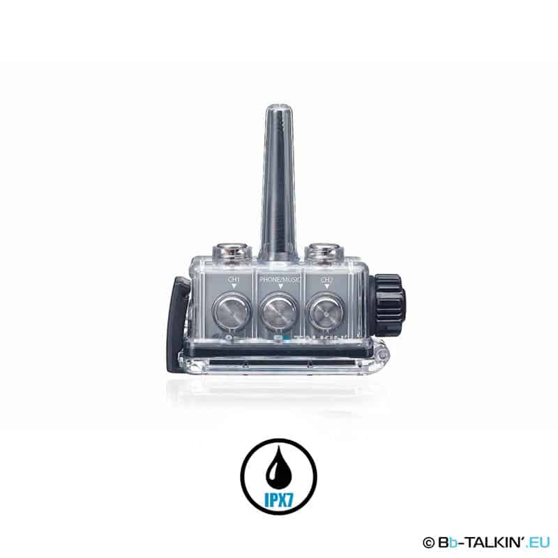 BbTalkin waterproof case rear view showing secure screw valve connection system