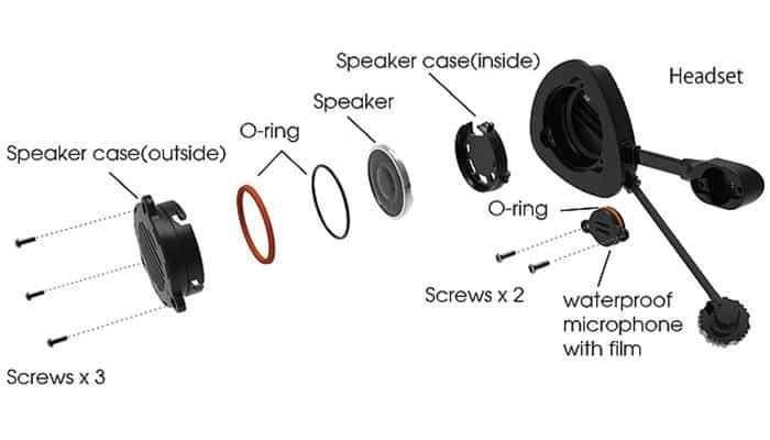 BbTalkin boom microphone speaker exploded view showing internal components and assembly parts