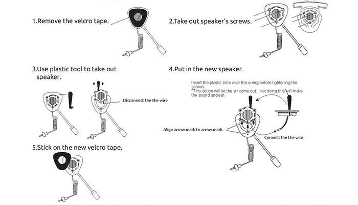 BbTalkin boom microphone speaker replacement guide showing removal and installation process