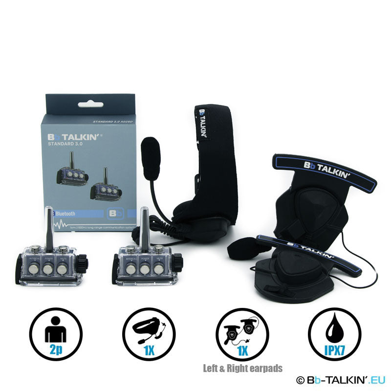 BbTalkin 3.0 Kommunikationspaket für 2 Personen: Sport-Headset + Stereo-Headset mit Helmauflage