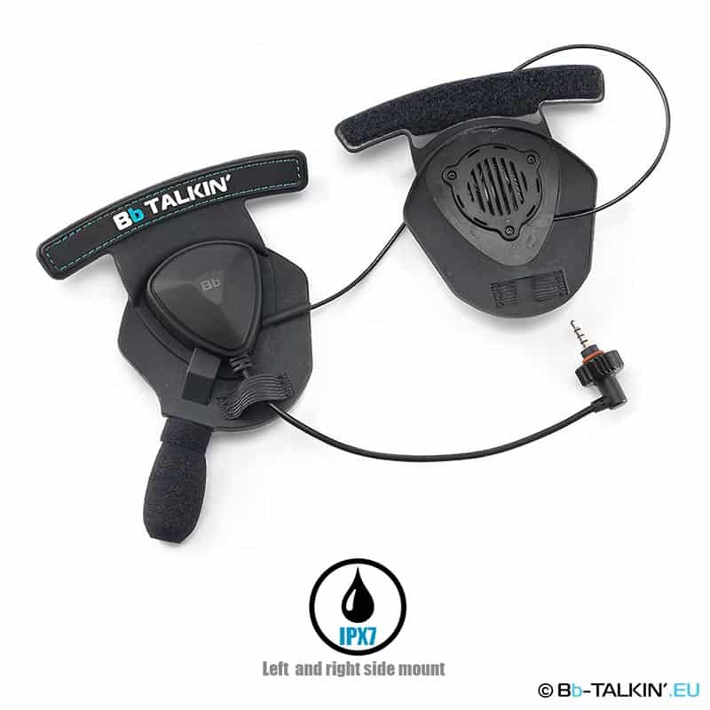 Auriculares estéreo BbTalkin para casco con doble altavoz y clasificación de resistencia al agua IPX7.