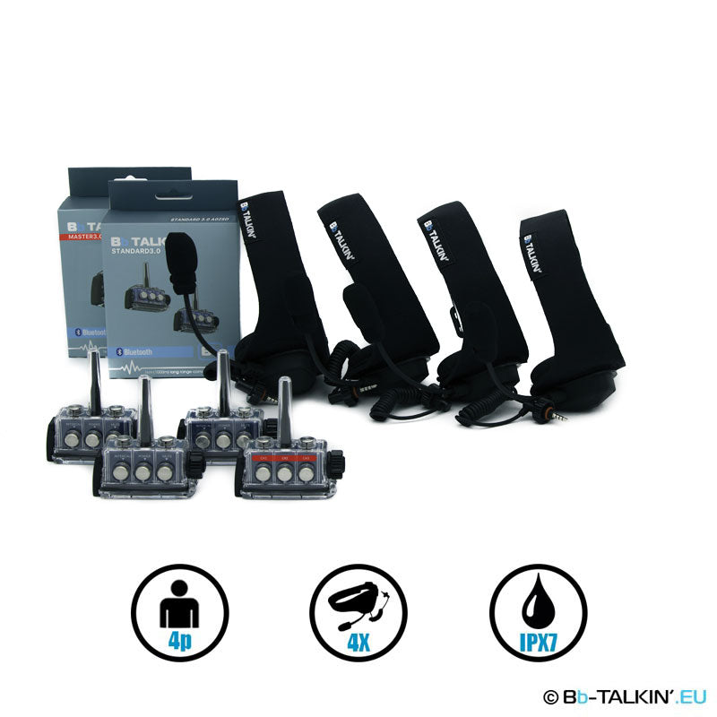 Ensemble de communication BbTalkin 3.0 pour 4 personnes : 4 casques sport