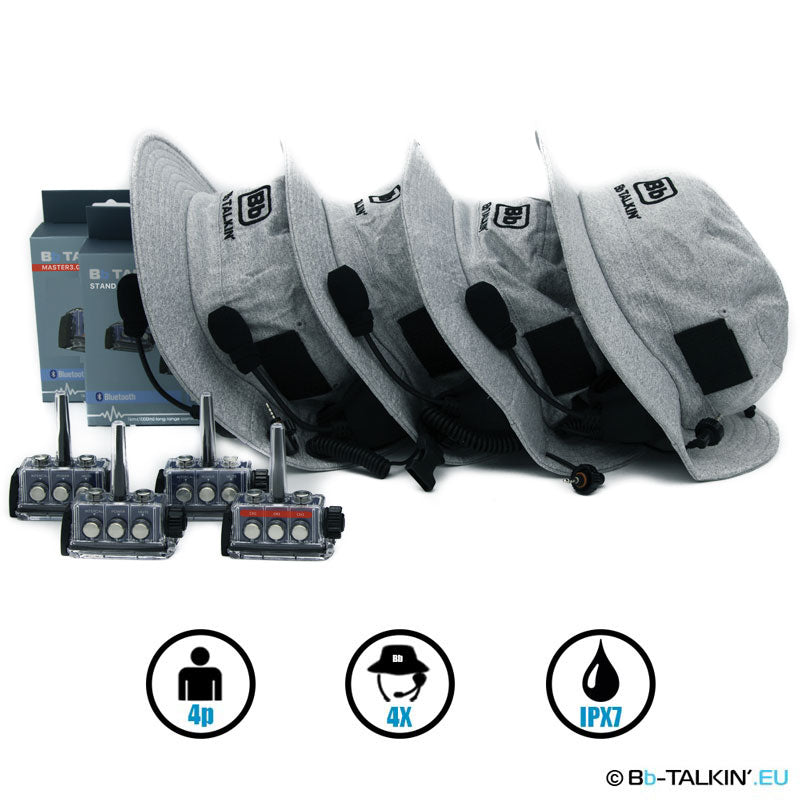 Ensemble de communication BbTalkin 3.0 pour 4 personnes : 4 casquettes de surf