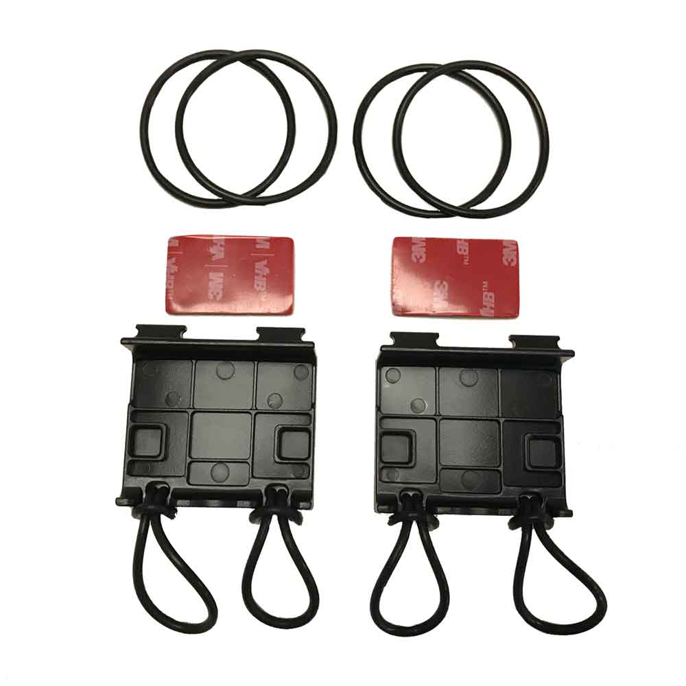 Kit de fixation pour élastiques BbTalkin avec supports de fixation noirs, patins adhésifs 3M et anneaux en caoutchouc