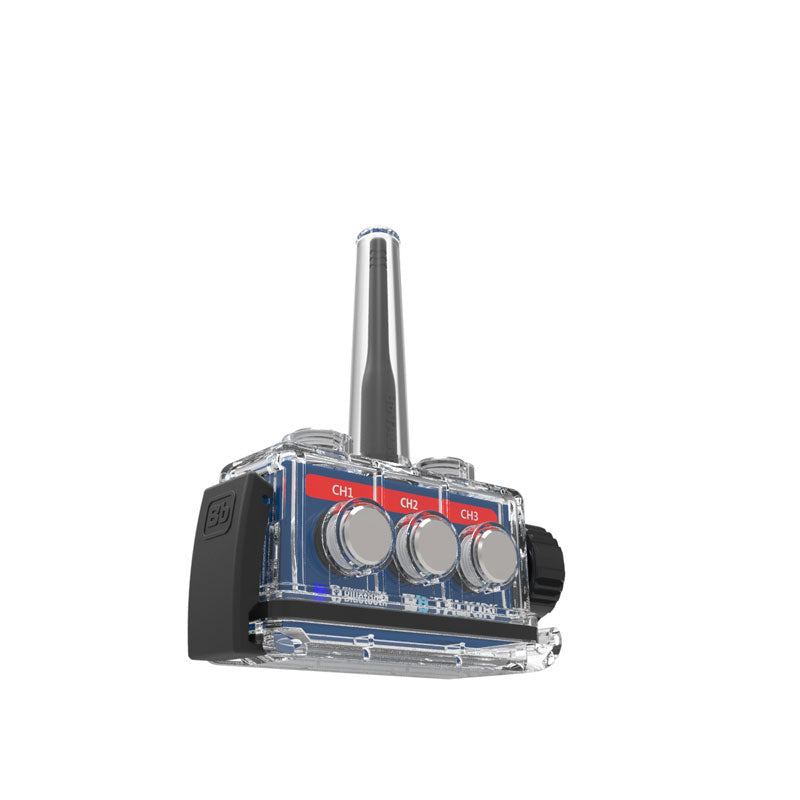 Interfono impermeabile BbTalkin MASTER 3.0 con tre pulsanti per i canali e custodia protettiva trasparente